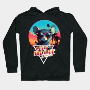 Retro Wave Chillout Grey Mouse Vibes Hoodie